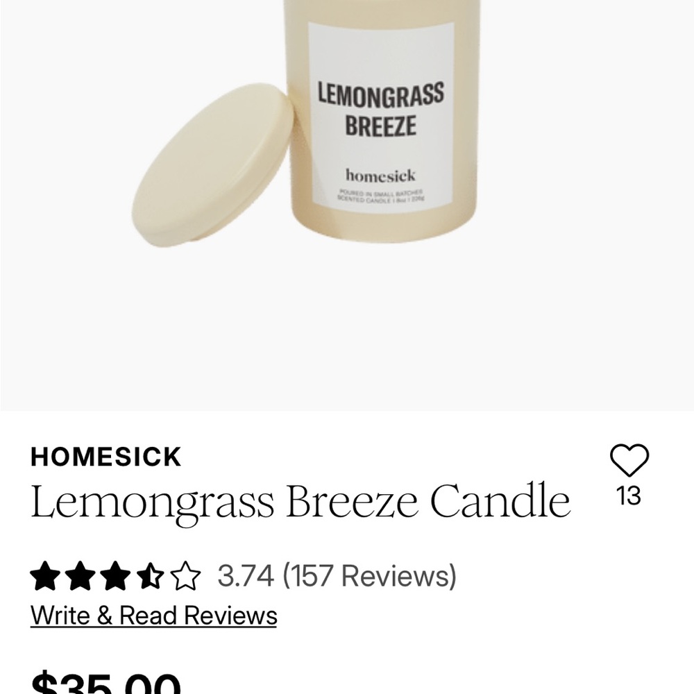 BNIB Lemongrass Breeze Candle - Cream